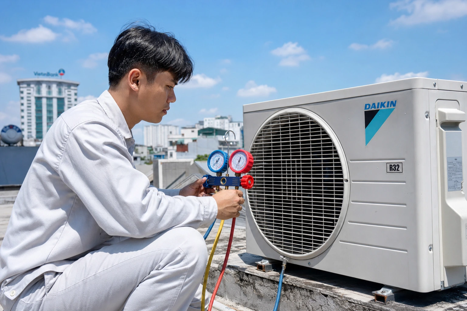 Kiểm tra gas và dàn nóng máy lạnh mùa hè tại Vũng Tàu