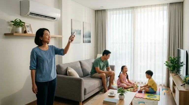 Người dùng điều chỉnh nhiệt độ máy lạnh inverter để tiết kiệm điện