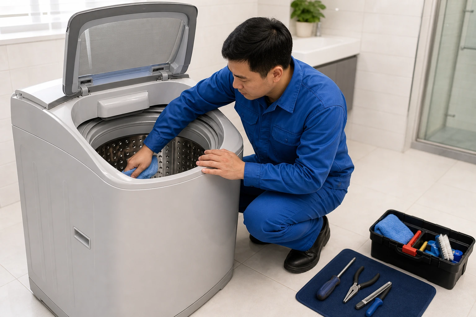 Bảo dưỡng máy giặt lồng đứng định kỳ giúp tiết kiệm điện