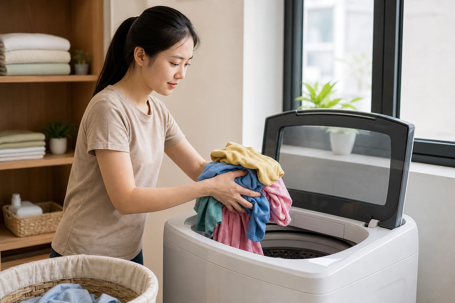 Giặt đúng tải lượng để tiết kiệm điện máy giặt lồng đứng