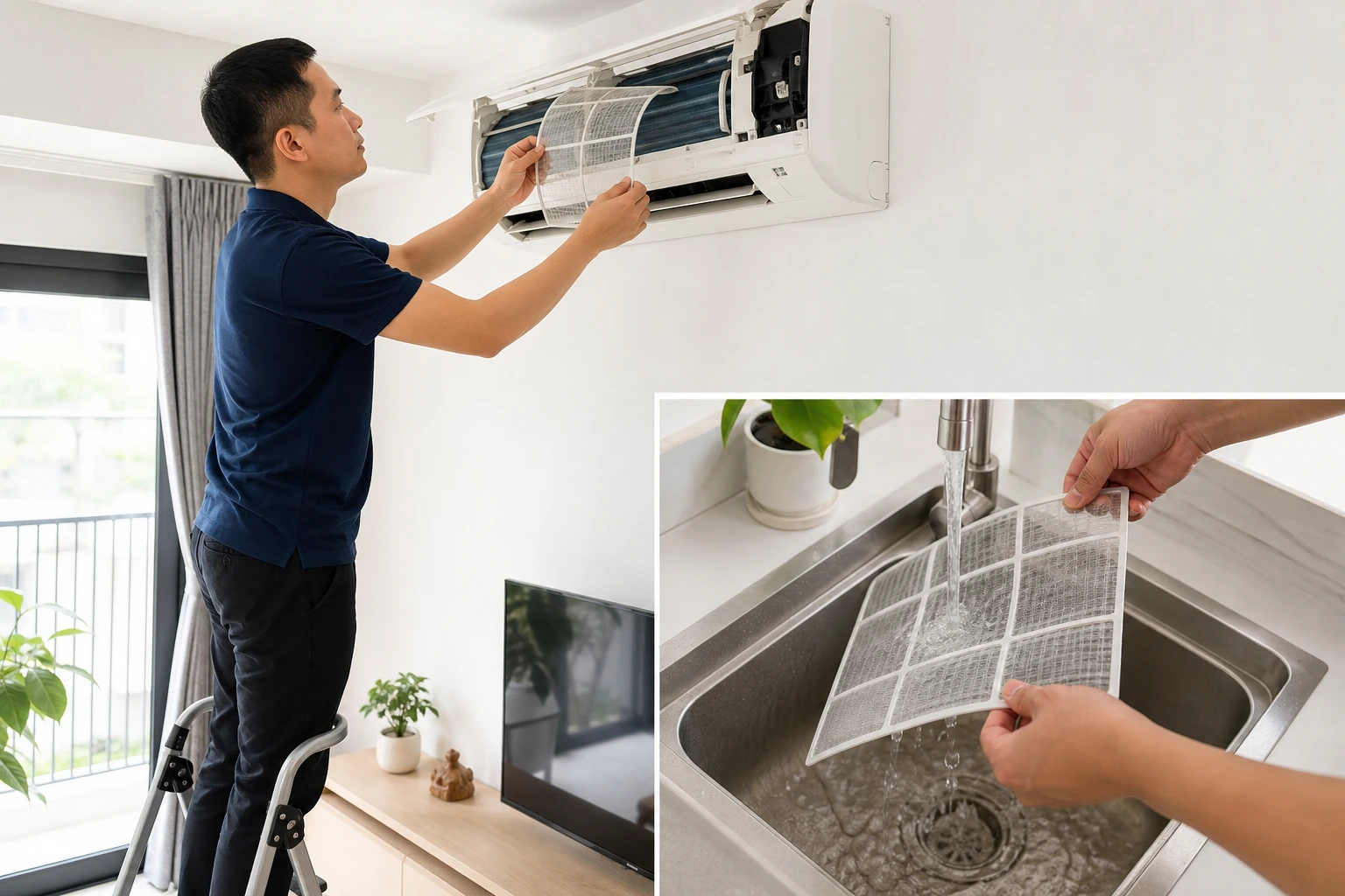 vệ sinh lưới lọc máy lạnh đúng cách