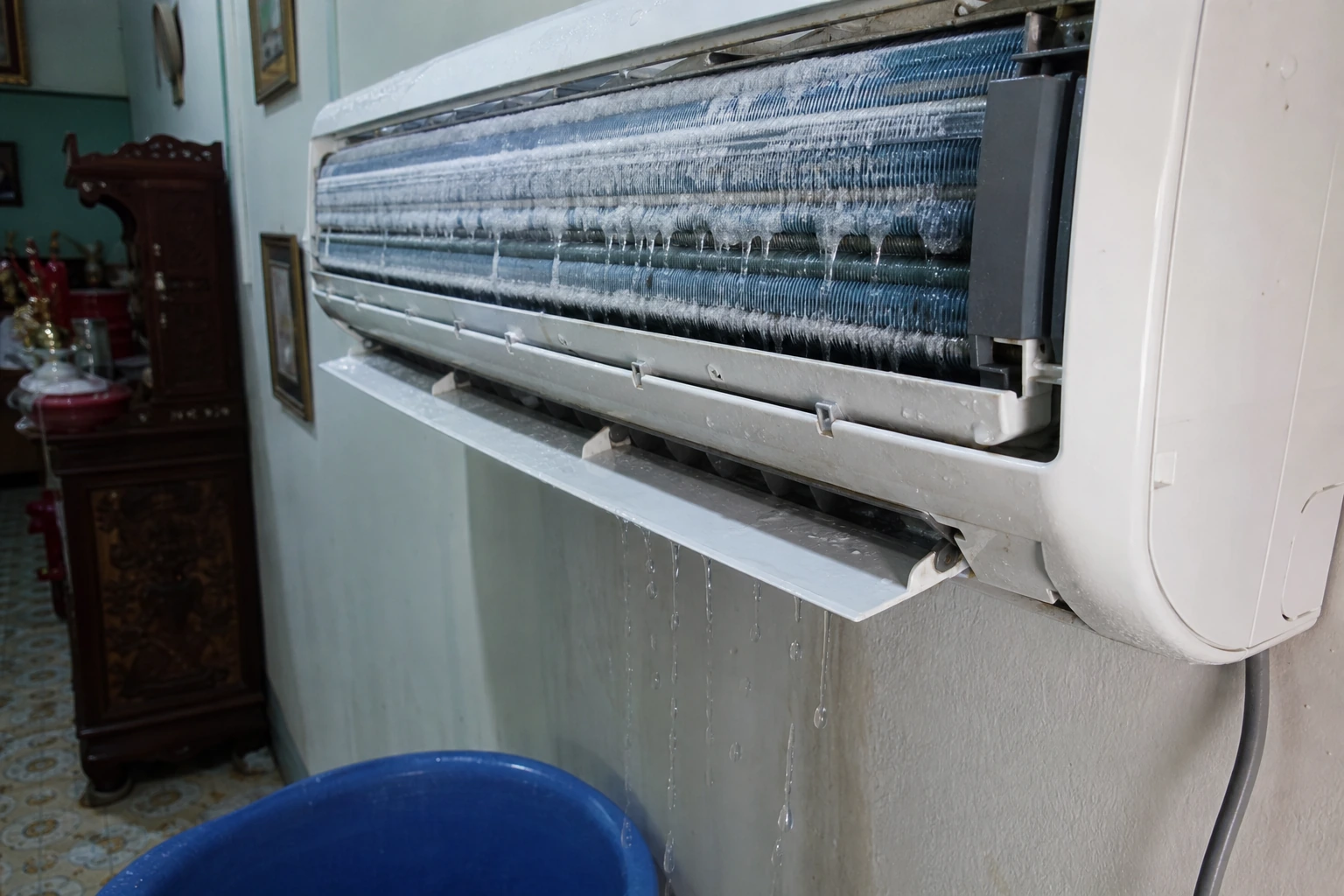 Máy lạnh bị chảy nước và đóng tuyết cần sửa chữa ngay
