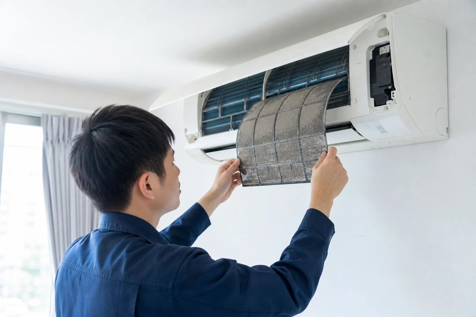 Vệ sinh lưới lọc để hạn chế máy lạnh chảy nước
