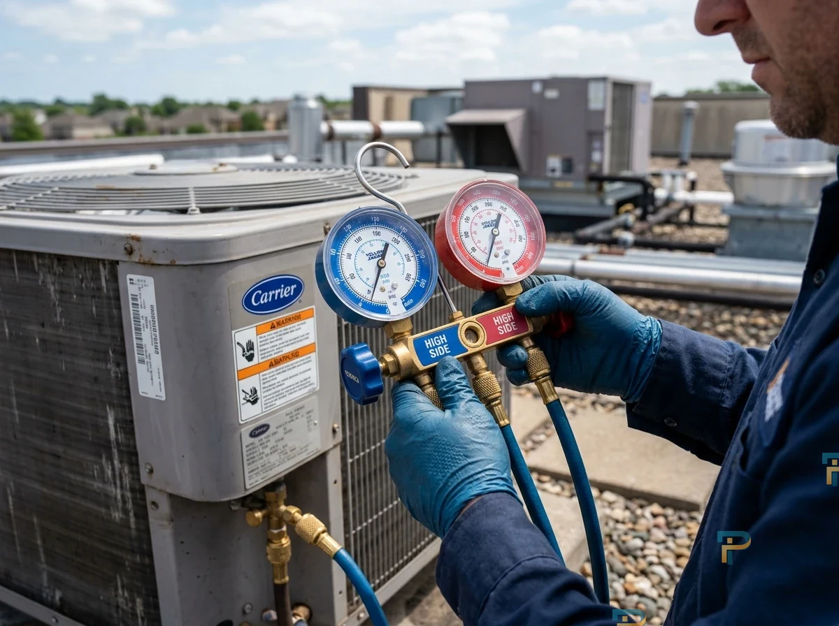 Thợ đo áp suất gas kiểm tra kỹ thuật sau vệ sinh