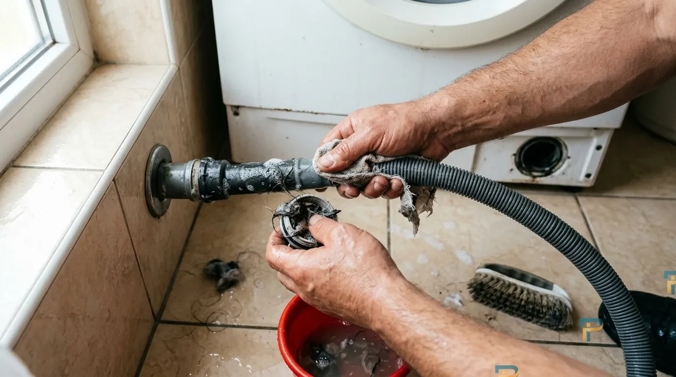 Kiểm tra và vệ sinh ống xả máy giặt để khắc phục lỗi không vắt