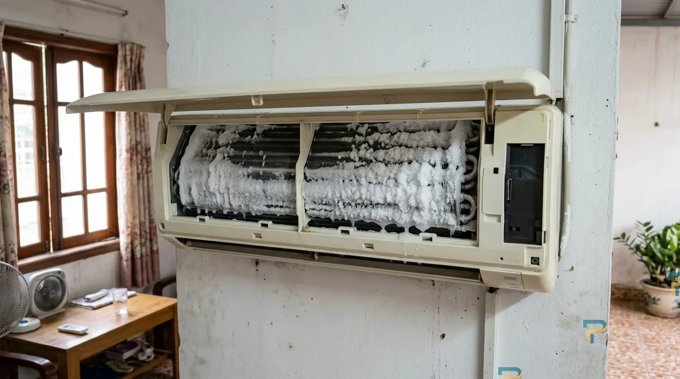 Dàn lạnh máy lạnh bị đóng tuyết khiến máy không ra hơi mát