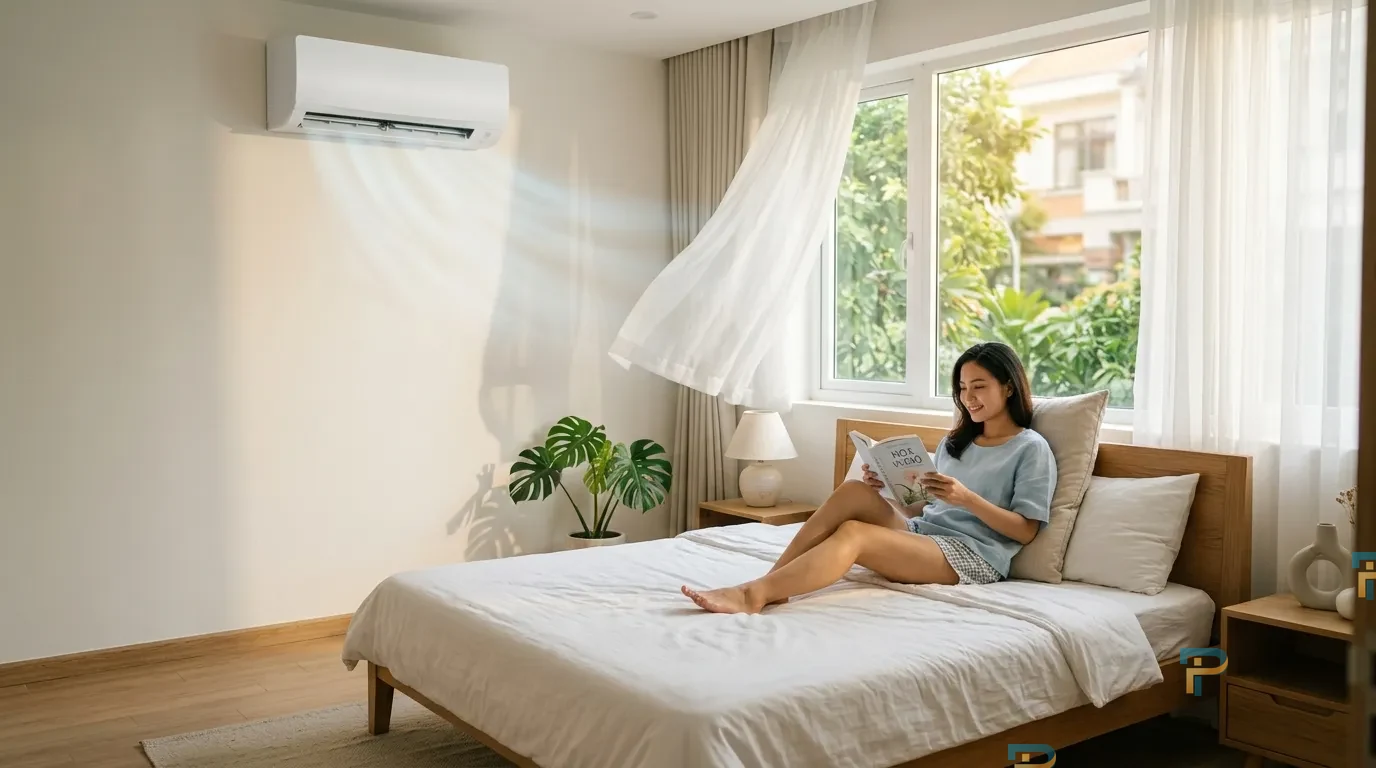 Phòng mát dễ chịu sau khi vệ sinh máy lạnh định kỳ