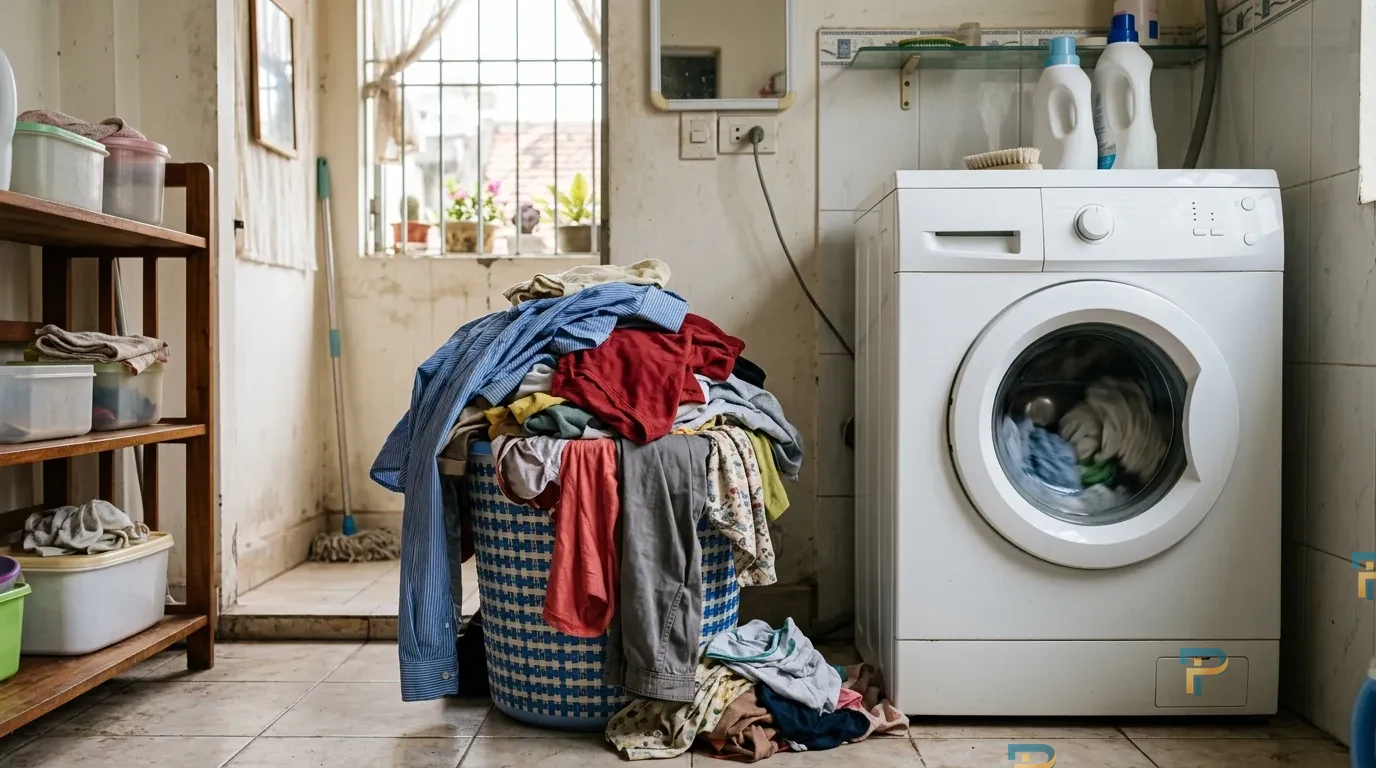 Gom đồ giặt đủ tải một lần giúp tiết kiệm điện nước hiệu quả