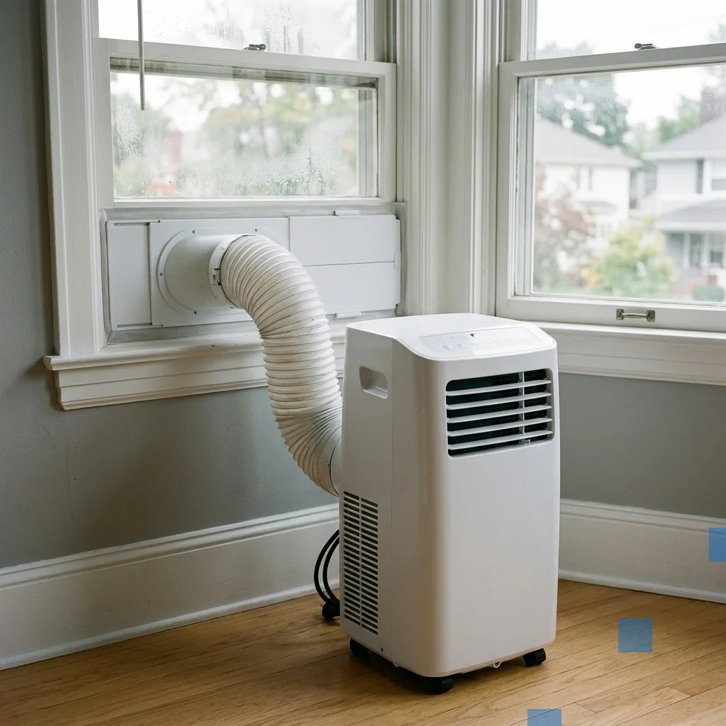 Thiết bị làm mát linh hoạt với ống xả khí nóng lắp gần cửa sổ