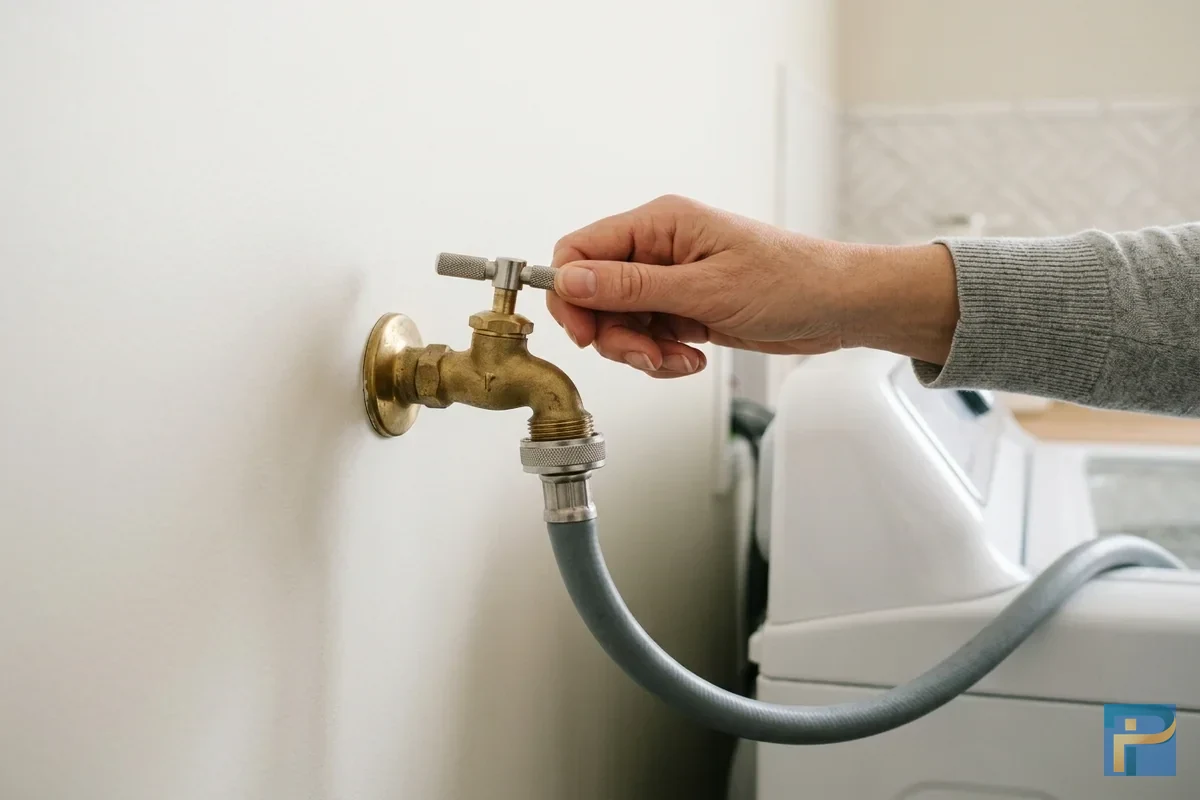 Khóa van nước tổng trước khi tháo ống cấp nước máy giặt