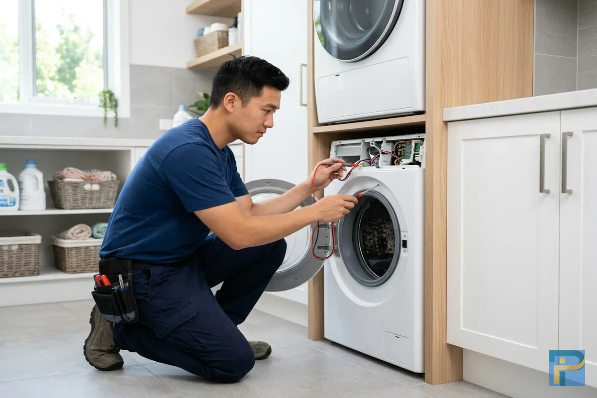 Kỹ thuật viên kiểm tra sửa máy giặt tại Vũng Tàu
