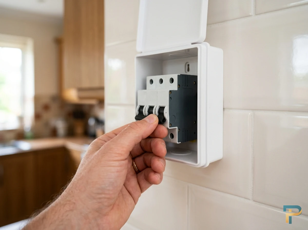 Thao tác ngắt cầu dao aptomat an toàn khi bếp từ không tắt được